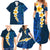 Blue Polynesia Family Matching Summer Maxi Dress and Hawaiian Shirt Plumeria Tropical Leaves With Galaxy Polynesian Art LT14 - Polynesian Pride