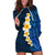 Blue Polynesia Hoodie Dress Plumeria Tropical Leaves With Galaxy Polynesian Art LT14 Blue - Polynesian Pride