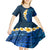 Blue Polynesia Kid Short Sleeve Dress Plumeria Tropical Leaves With Galaxy Polynesian Art LT14 - Polynesian Pride