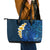 Blue Polynesia Leather Tote Bag Plumeria Tropical Leaves With Galaxy Polynesian Art LT14 - Polynesian Pride