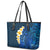 Blue Polynesia Leather Tote Bag Plumeria Tropical Leaves With Galaxy Polynesian Art LT14 - Polynesian Pride