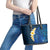 Blue Polynesia Leather Tote Bag Plumeria Tropical Leaves With Galaxy Polynesian Art LT14 - Polynesian Pride