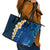 Blue Polynesia Leather Tote Bag Plumeria Tropical Leaves With Galaxy Polynesian Art LT14 - Polynesian Pride