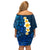 Blue Polynesia Off Shoulder Short Dress Plumeria Tropical Leaves With Galaxy Polynesian Art LT14 - Polynesian Pride