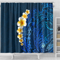 Blue Polynesia Shower Curtain Plumeria Tropical Leaves With Galaxy Polynesian Art LT14 - Polynesian Pride