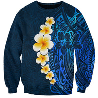 Blue Polynesia Sweatshirt Plumeria Tropical Leaves With Galaxy Polynesian Art LT14 Unisex Blue - Polynesian Pride