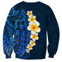 Blue Polynesia Sweatshirt Plumeria Tropical Leaves With Galaxy Polynesian Art LT14 - Polynesian Pride