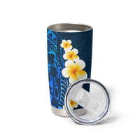 Blue Polynesia Tumbler Cup Plumeria Tropical Leaves With Galaxy Polynesian Art LT14 - Polynesian Pride