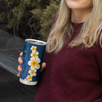 Blue Polynesia Tumbler Cup Plumeria Tropical Leaves With Galaxy Polynesian Art LT14 - Polynesian Pride