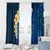 Blue Polynesia Window Curtain Plumeria Tropical Leaves With Galaxy Polynesian Art LT14 - Polynesian Pride