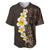 Brown Polynesia Baseball Jersey Plumeria Tropical Leaves With Galaxy Polynesian Art LT14 Brown - Polynesian Pride