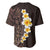 Brown Polynesia Baseball Jersey Plumeria Tropical Leaves With Galaxy Polynesian Art LT14 - Polynesian Pride