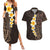 Brown Polynesia Couples Matching Summer Maxi Dress and Hawaiian Shirt Plumeria Tropical Leaves With Galaxy Polynesian Art LT14 Brown - Polynesian Pride