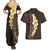 Brown Polynesia Couples Matching Summer Maxi Dress and Hawaiian Shirt Plumeria Tropical Leaves With Galaxy Polynesian Art LT14 - Polynesian Pride