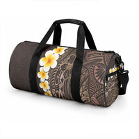 Brown Tropical Plumeria With Galaxy Polynesian Art Duffle Bag