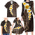 Brown Polynesia Family Matching Long Sleeve Bodycon Dress and Hawaiian Shirt Plumeria Tropical Leaves With Galaxy Polynesian Art LT14 - Polynesian Pride