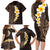 Brown Polynesia Family Matching Long Sleeve Bodycon Dress and Hawaiian Shirt Plumeria Tropical Leaves With Galaxy Polynesian Art LT14 - Polynesian Pride