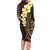 Brown Polynesia Family Matching Long Sleeve Bodycon Dress and Hawaiian Shirt Plumeria Tropical Leaves With Galaxy Polynesian Art LT14 - Polynesian Pride