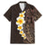 Brown Polynesia Family Matching Mermaid Dress and Hawaiian Shirt Plumeria Tropical Leaves With Galaxy Polynesian Art LT14 Dad's Shirt - Short Sleeve Brown - Polynesian Pride