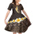 Brown Polynesia Family Matching Off Shoulder Long Sleeve Dress and Hawaiian Shirt Plumeria Tropical Leaves With Galaxy Polynesian Art LT14 Daughter's Dress Brown - Polynesian Pride