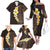 Brown Polynesia Family Matching Off Shoulder Long Sleeve Dress and Hawaiian Shirt Plumeria Tropical Leaves With Galaxy Polynesian Art LT14 - Polynesian Pride