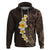 Brown Polynesia Hoodie Plumeria Tropical Leaves With Galaxy Polynesian Art LT14 Pullover Hoodie Brown - Polynesian Pride