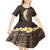 Brown Polynesia Kid Short Sleeve Dress Plumeria Tropical Leaves With Galaxy Polynesian Art LT14 - Polynesian Pride