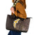 Brown Polynesia Leather Tote Bag Plumeria Tropical Leaves With Galaxy Polynesian Art LT14 Brown - Polynesian Pride