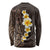 Brown Polynesia Long Sleeve Shirt Plumeria Tropical Leaves With Galaxy Polynesian Art LT14 - Polynesian Pride