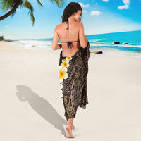 Brown Polynesia Sarong Plumeria Tropical Leaves With Galaxy Polynesian Art LT14 - Polynesian Pride