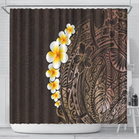 Brown Polynesia Shower Curtain Plumeria Tropical Leaves With Galaxy Polynesian Art LT14 - Polynesian Pride