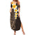 Brown Polynesia Summer Maxi Dress Plumeria Tropical Leaves With Galaxy Polynesian Art LT14 Women Brown - Polynesian Pride