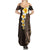 Brown Polynesia Summer Maxi Dress Plumeria Tropical Leaves With Galaxy Polynesian Art LT14 - Polynesian Pride