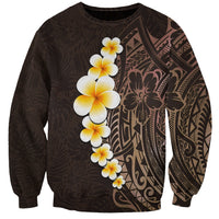 Brown Polynesia Sweatshirt Plumeria Tropical Leaves With Galaxy Polynesian Art LT14 Unisex Brown - Polynesian Pride