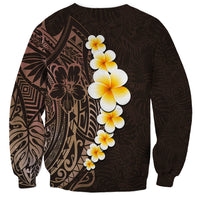 Brown Polynesia Sweatshirt Plumeria Tropical Leaves With Galaxy Polynesian Art LT14 - Polynesian Pride