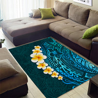 Turquoise Polynesia Area Rug Plumeria Tropical Leaves With Galaxy Polynesian Art LT14 - Polynesian Pride