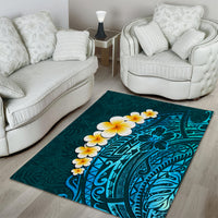 Turquoise Polynesia Area Rug Plumeria Tropical Leaves With Galaxy Polynesian Art LT14 - Polynesian Pride