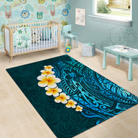 Turquoise Polynesia Area Rug Plumeria Tropical Leaves With Galaxy Polynesian Art LT14 - Polynesian Pride