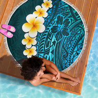 Turquoise Polynesia Beach Blanket Plumeria Tropical Leaves With Galaxy Polynesian Art LT14 - Polynesian Pride