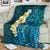 Turquosie Polynesia Blanket Plumeria Tropical Leaves With Galaxy Polynesian Art LT14 - Polynesian Pride