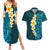 Turquosie Polynesia Couples Matching Summer Maxi Dress and Hawaiian Shirt Plumeria Tropical Leaves With Galaxy Polynesian Art LT14 Turquoise - Polynesian Pride