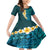 Turquosie Polynesia Family Matching Mermaid Dress and Hawaiian Shirt Plumeria Tropical Leaves With Galaxy Polynesian Art LT14 Daughter's Dress Turquoise - Polynesian Pride