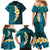 Turquosie Polynesia Family Matching Mermaid Dress and Hawaiian Shirt Plumeria Tropical Leaves With Galaxy Polynesian Art LT14 - Polynesian Pride