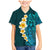 Turquosie Polynesia Family Matching Mermaid Dress and Hawaiian Shirt Plumeria Tropical Leaves With Galaxy Polynesian Art LT14 Son's Shirt Turquoise - Polynesian Pride