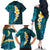 Turquosie Polynesia Family Matching Off Shoulder Long Sleeve Dress and Hawaiian Shirt Plumeria Tropical Leaves With Galaxy Polynesian Art LT14 - Polynesian Pride