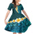 Turquosie Polynesia Family Matching Off Shoulder Short Dress and Hawaiian Shirt Plumeria Tropical Leaves With Galaxy Polynesian Art LT14 Daughter's Dress Turquoise - Polynesian Pride