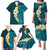 Turquosie Polynesia Family Matching Puletasi Dress and Hawaiian Shirt Plumeria Tropical Leaves With Galaxy Polynesian Art LT14 - Polynesian Pride