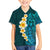 Turquosie Polynesia Family Matching Puletasi Dress and Hawaiian Shirt Plumeria Tropical Leaves With Galaxy Polynesian Art LT14 Son's Shirt Turquoise - Polynesian Pride