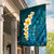 Turquosie Polynesia Garden Flag Plumeria Tropical Leaves With Galaxy Polynesian Art LT14 House Flag Turquoise - Polynesian Pride