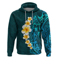 Turquoise Polynesia Hoodie Plumeria Tropical Leaves With Galaxy Polynesian Art LT14 Turquoise - Polynesian Pride